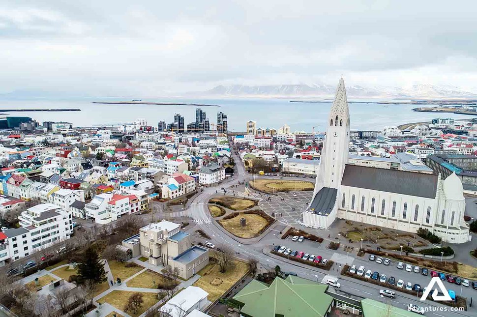 aerial view of hallgrimskirkja church in reykjavik