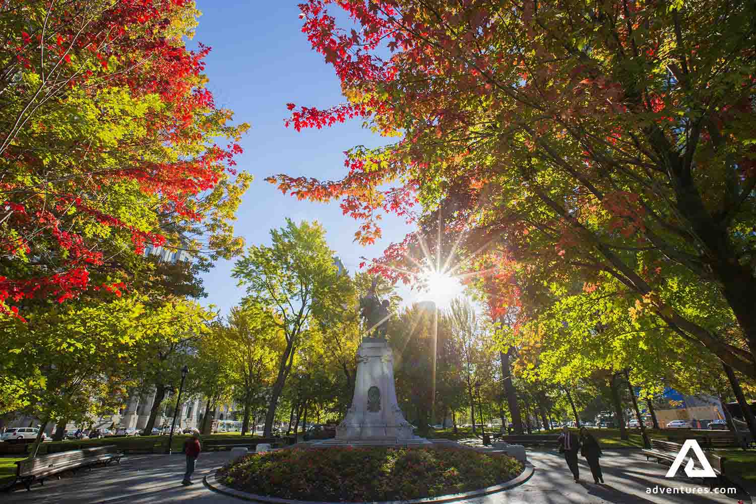 Montreal Down Town Small Park in autumn