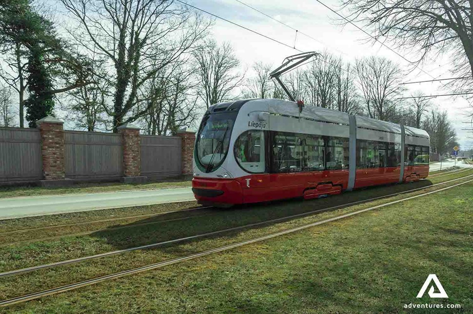 tram train in liepaja city in latvia