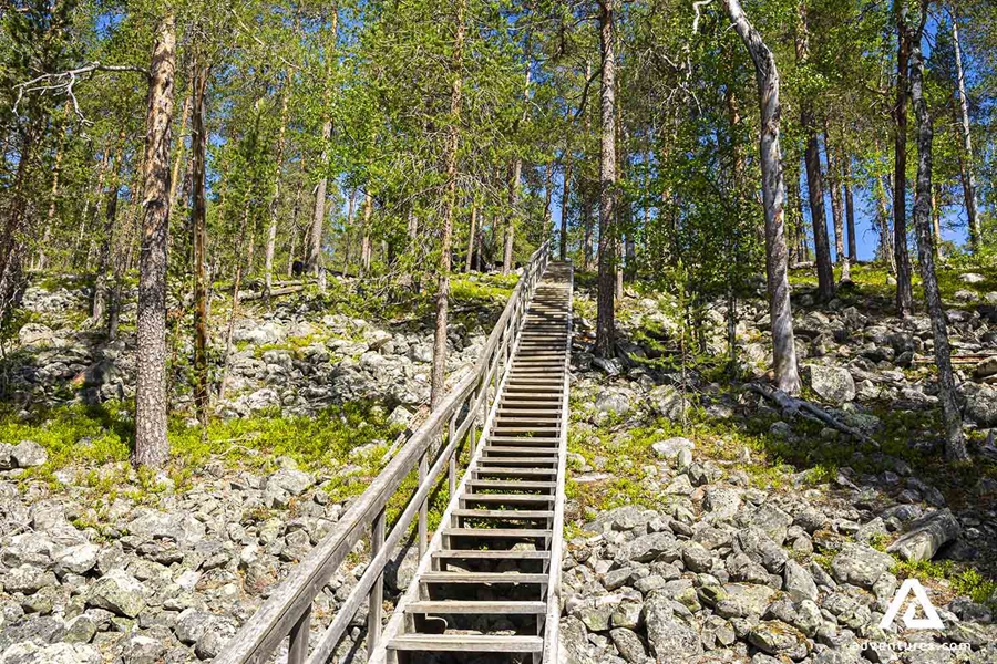 wooden stairs in pyha luosto