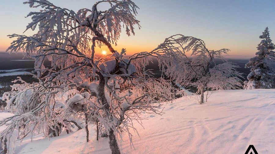 sunset winter view in finland