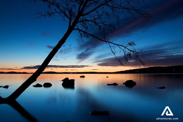 pyhajarvi lake at night in finland