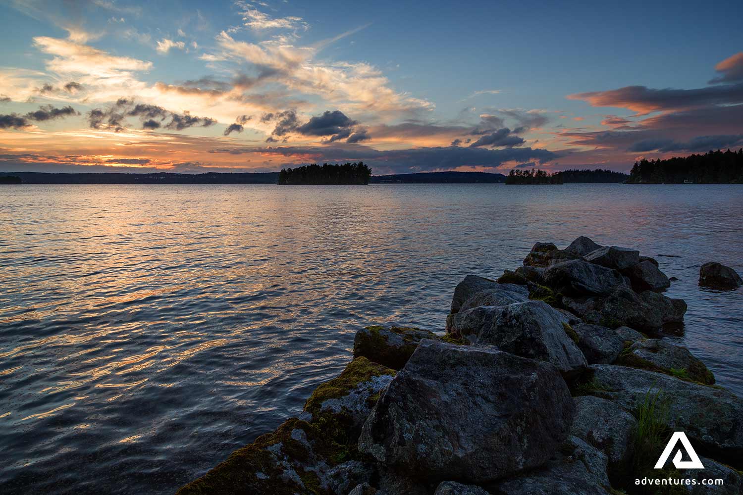 pyhajarvi lake at sunset in summer