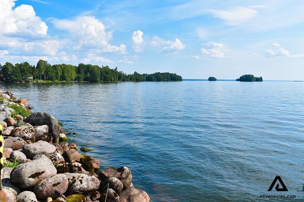 sunny summer view of lake pyhajarvi in finland