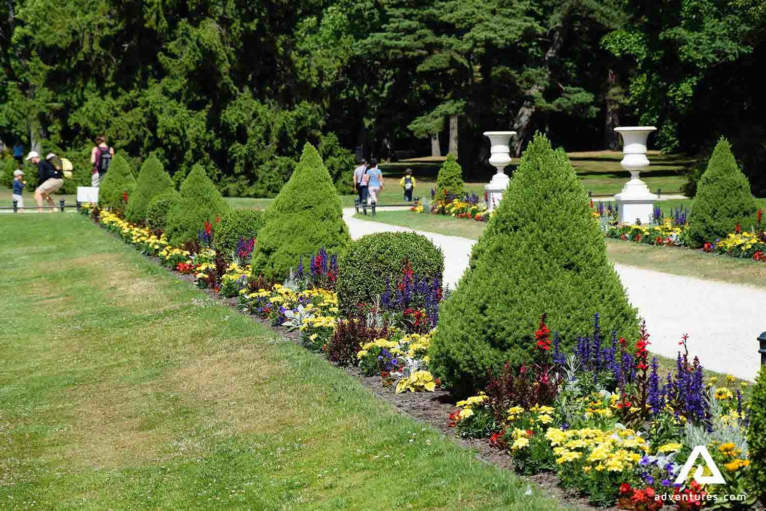 birute hill park in palanga at summer with flowers