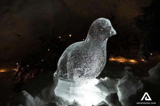 ice sculpture in finland at winter