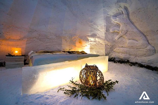 snow igloo inside view in lapland