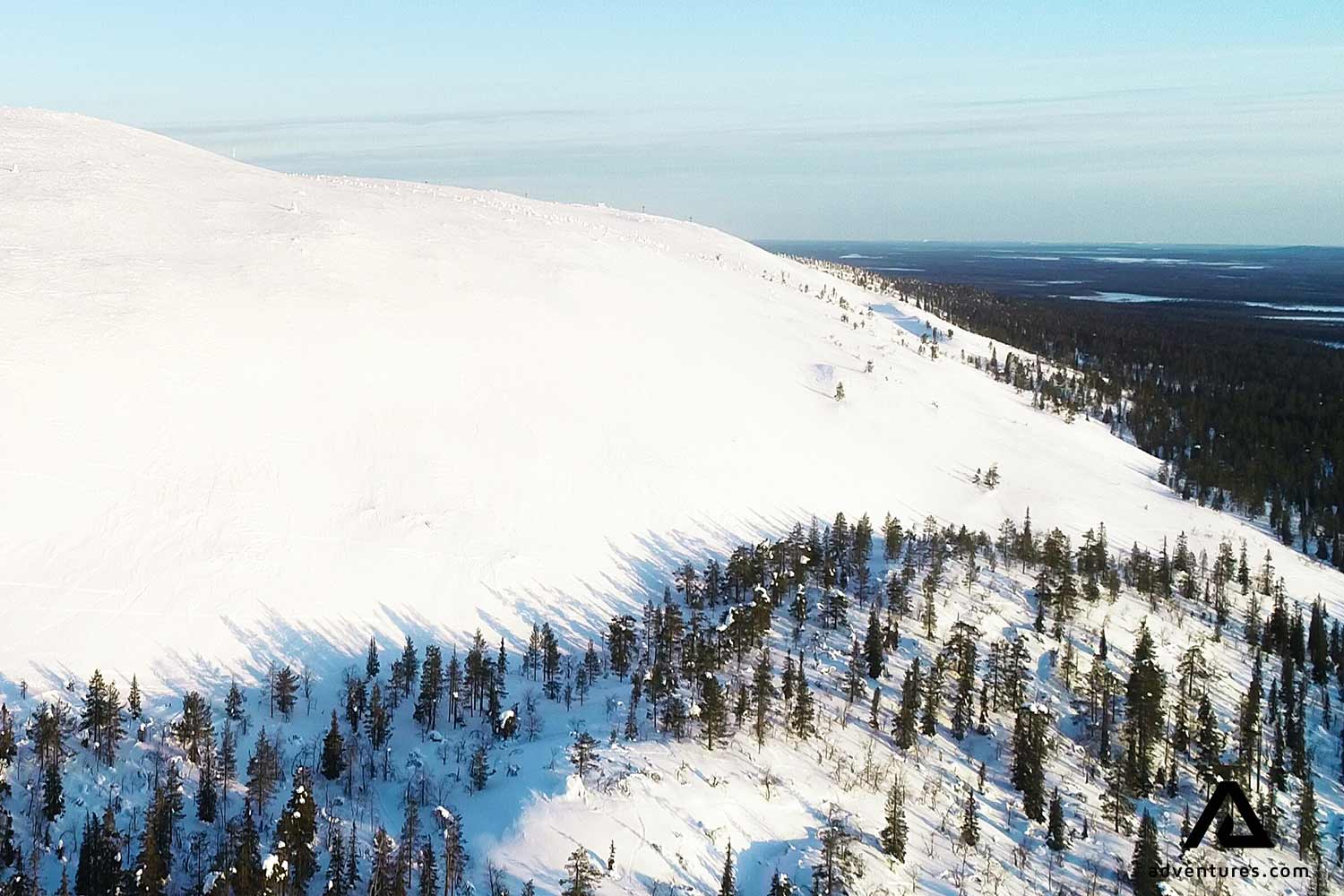 aerial birds eye view of pyha luoste mountain and area