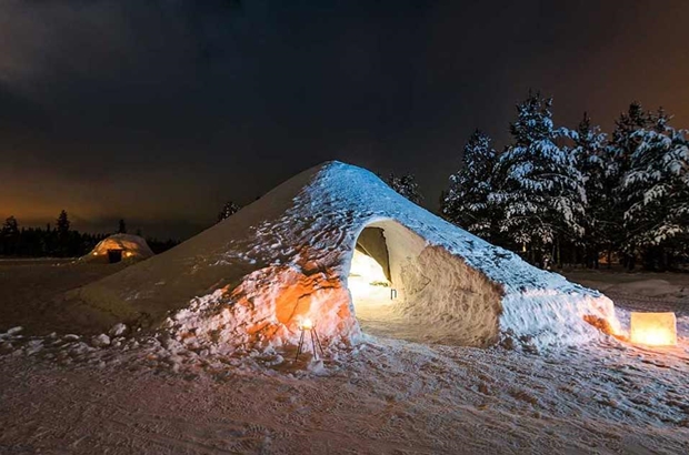 snow igloo in finland in winter