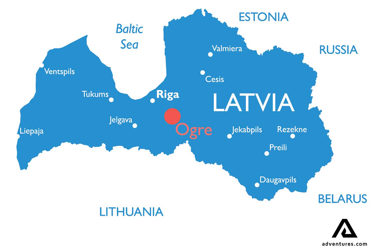 Ogre Town In Latvia Adventures Com   Map Of Latvia Ogre Town City Baltics 