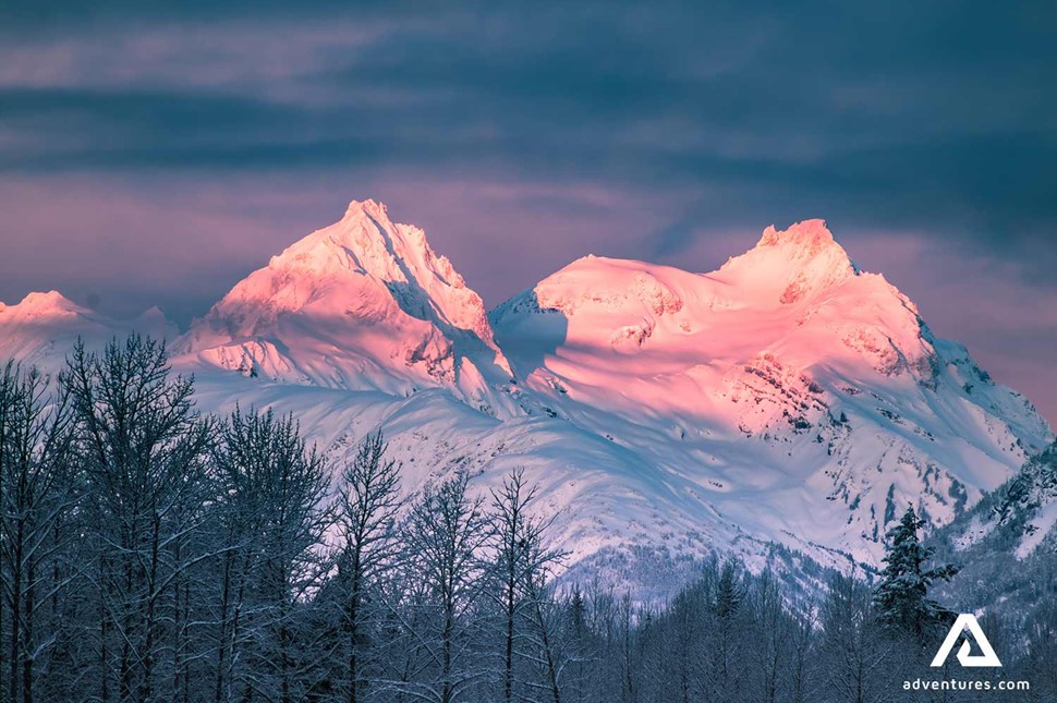 snowy mountain tops of Mount Meager in canada