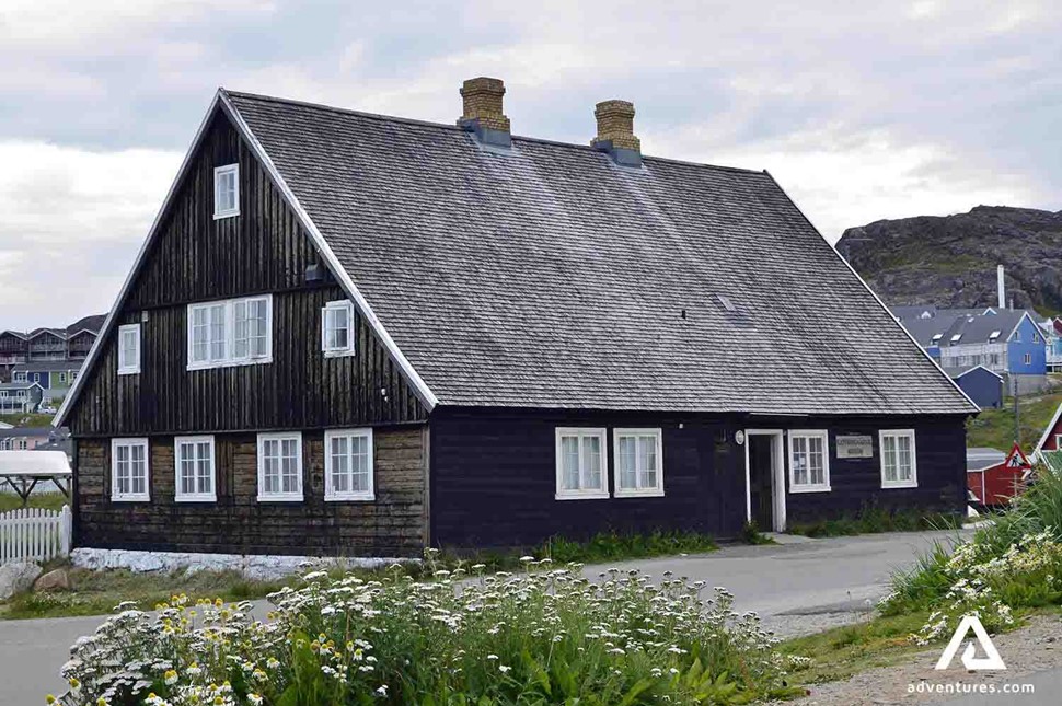 black house in qaqortoq town in greenland