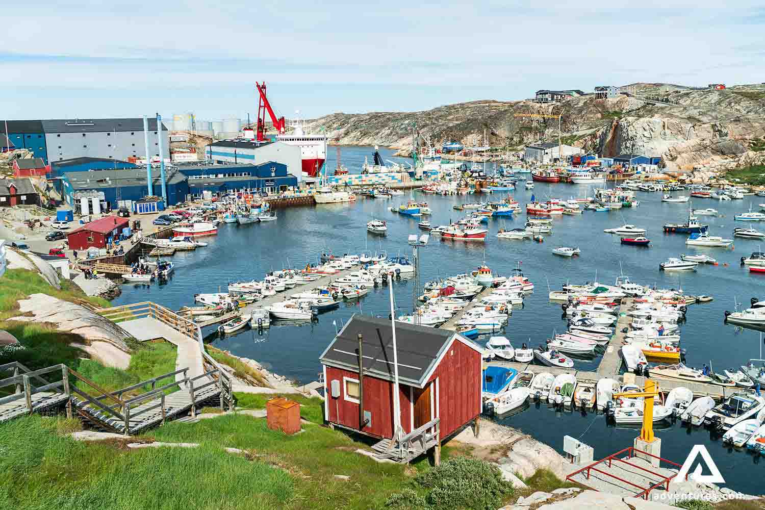 summer harbor view in greenland