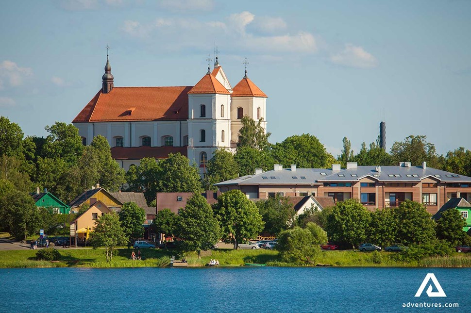 saint mary church near galve lake in trakai in lithuania