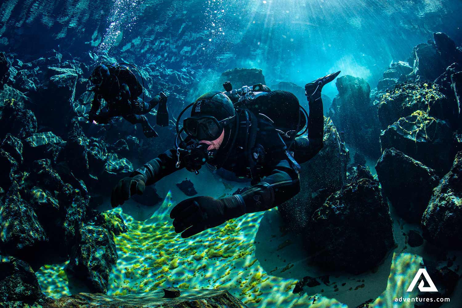 two people geothermal scuba diving 