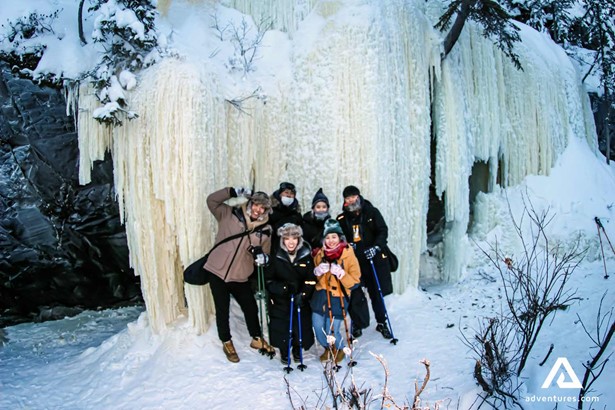 happy family smiling and posing for a picture at yellowknife