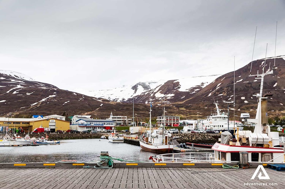 dalvik town in winter time in iceland 