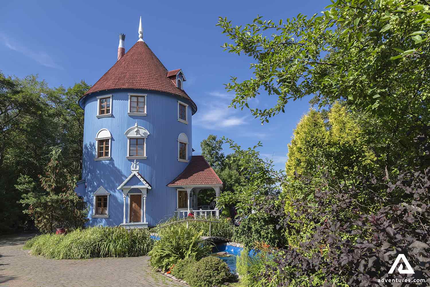 moomin blue house view in summer in finland