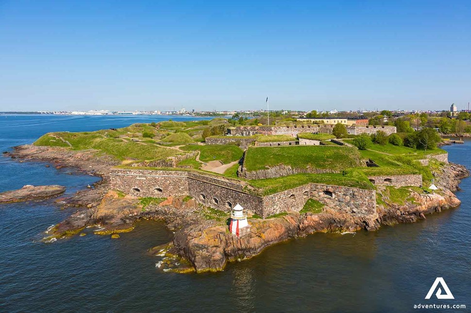 drone view of Suomenlinna Fortress  in finland