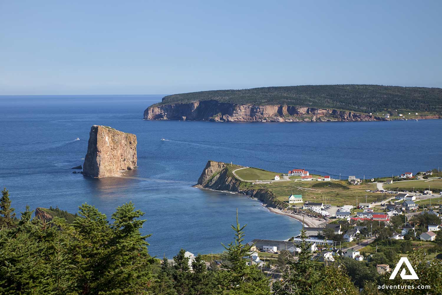 aerial seaside view in Gaspe Peninsula near quebec in canada
