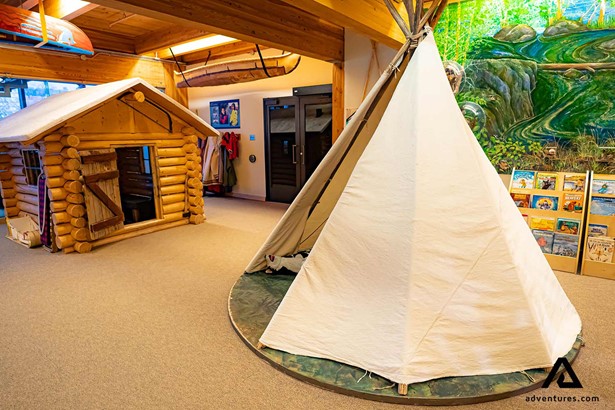 small teepee inuit tent in the exhibition