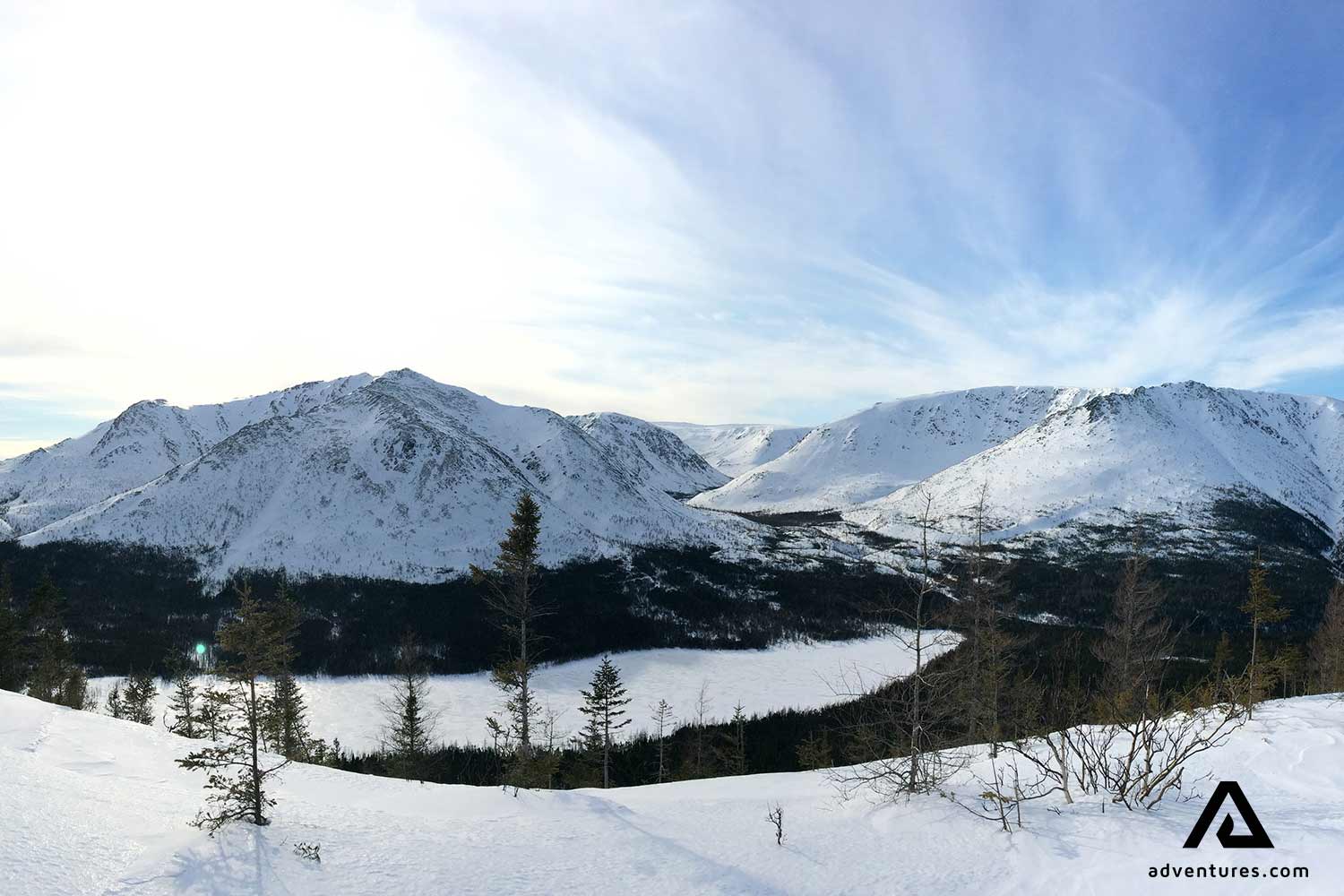 Notre Dame Mountain range in winter in canada