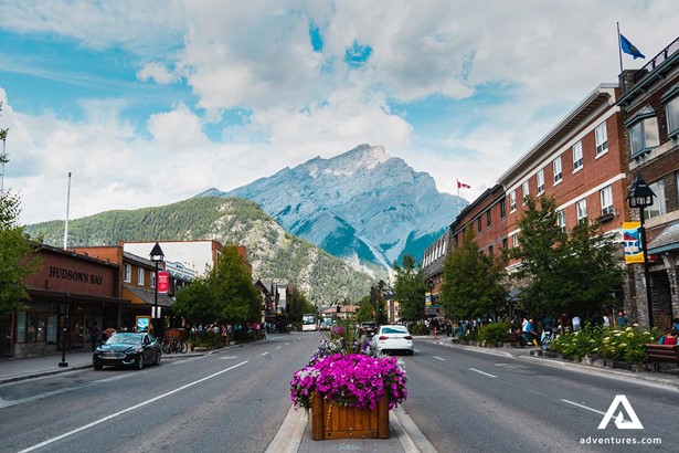 banff town street view in canada