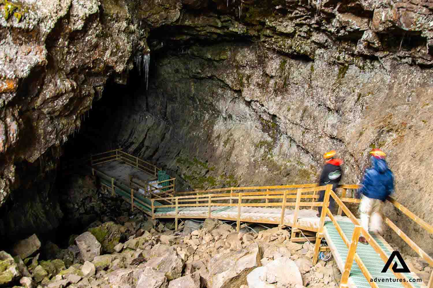entrance of vidgelmir cave in iceland