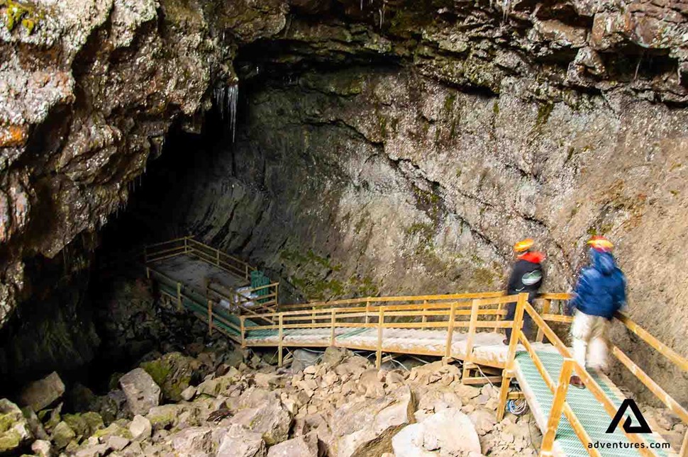 entrance of vidgelmir cave in iceland
