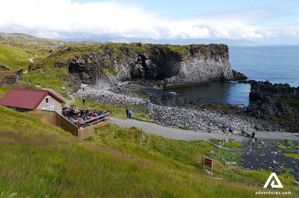 hellnar village cliffside in iceland