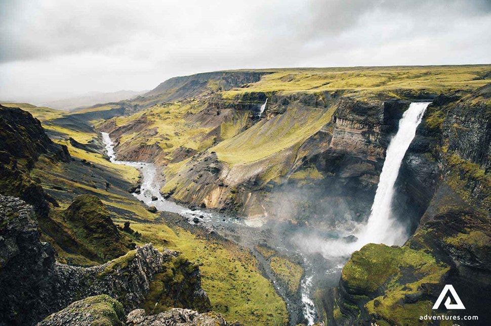 haifoss waterfall in icelandic highlands