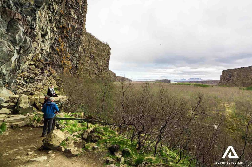 hiking asbyrgi canyon in iceland