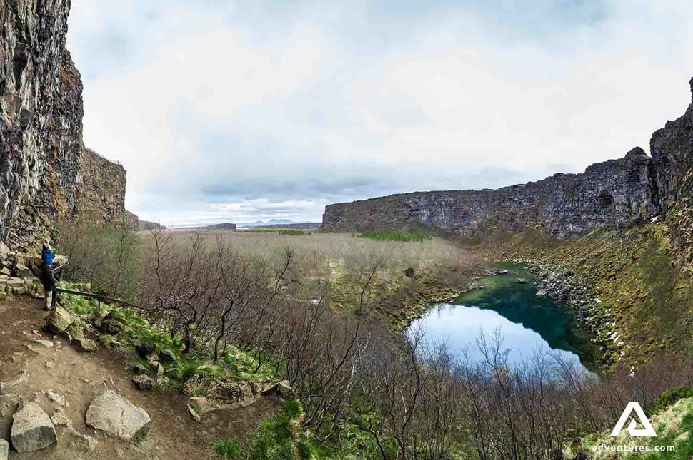 small lake at asbyrgi canyon in iceland