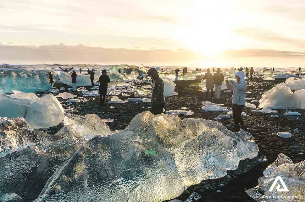 icebergs at diamond beach in iceland 