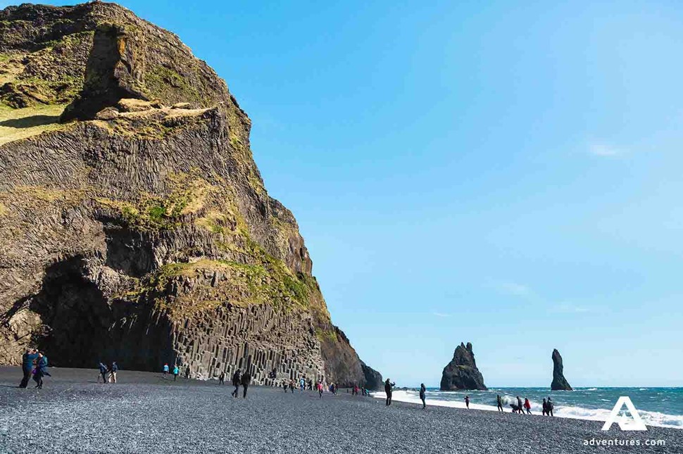 sunny reynisfjara black sand beach 