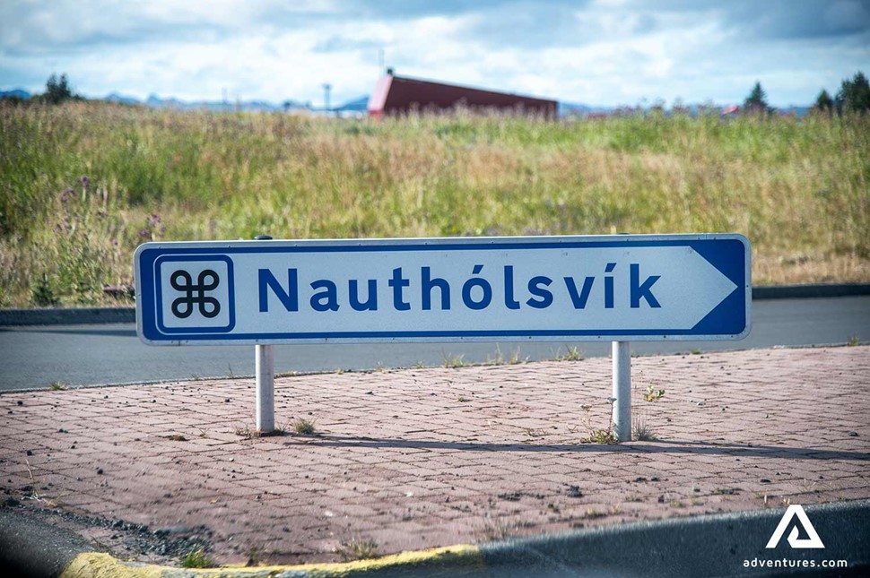 road sign of Nautholsvik beach in iceland 