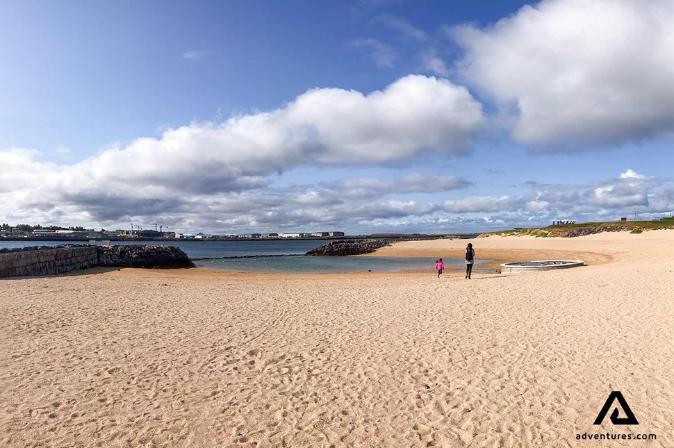 walking nautholsvik beach in summer