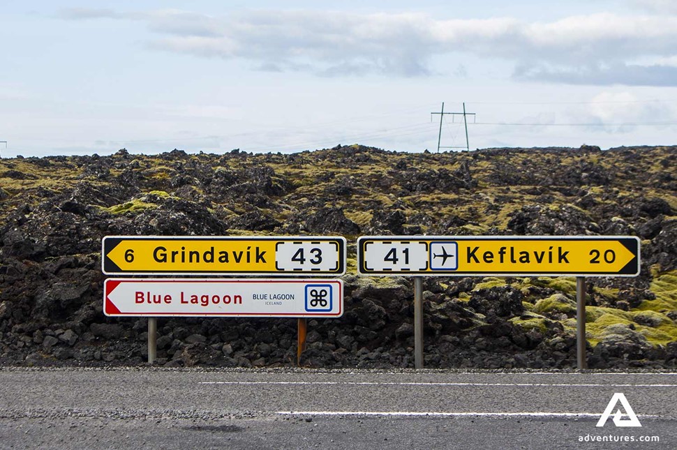 grindavik road sign direction in iceland