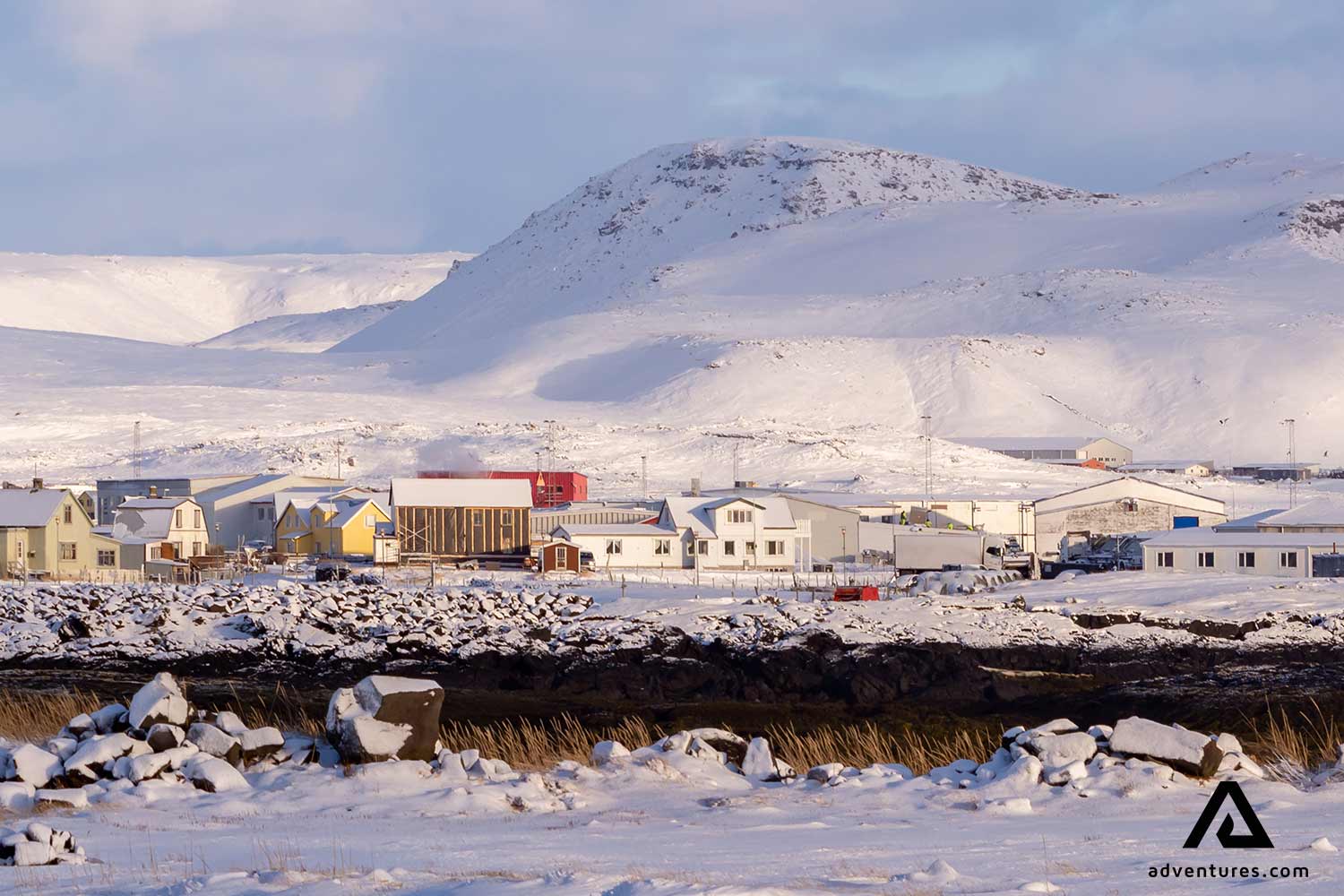 grindavik winter view in iceland 
