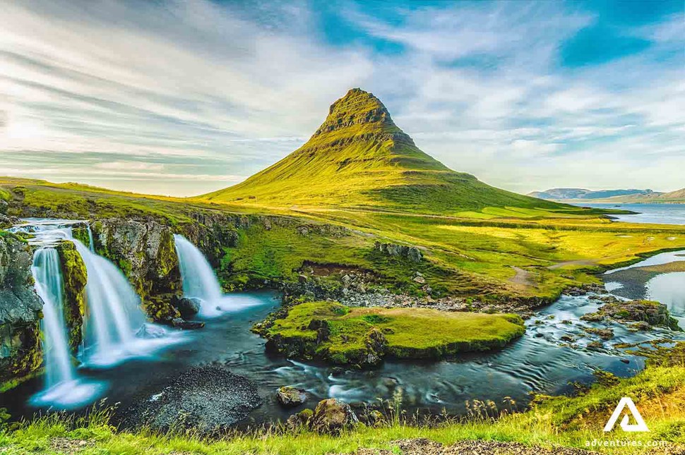 summer view of kirkjufell mountain in iceland