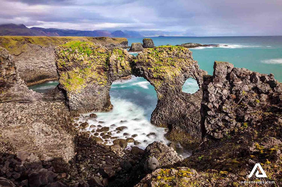 londrangar view on snaefellsnes peninsula in iceland