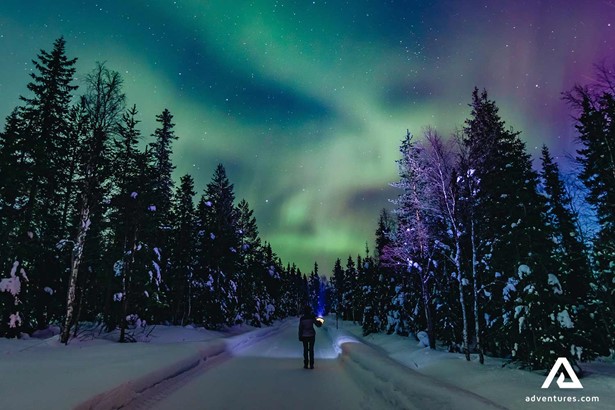 northern lights at the night sky in finland