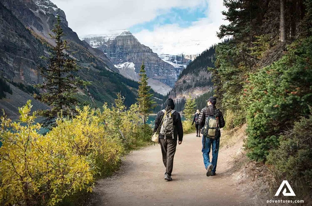 two people hiking in Banff National Park