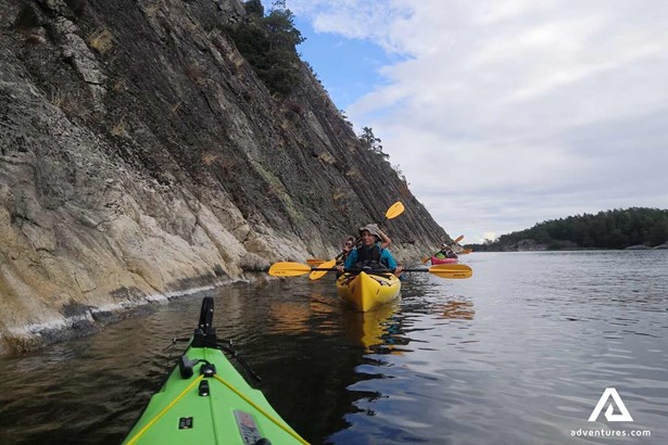 kayaking near cliffs in sweden 