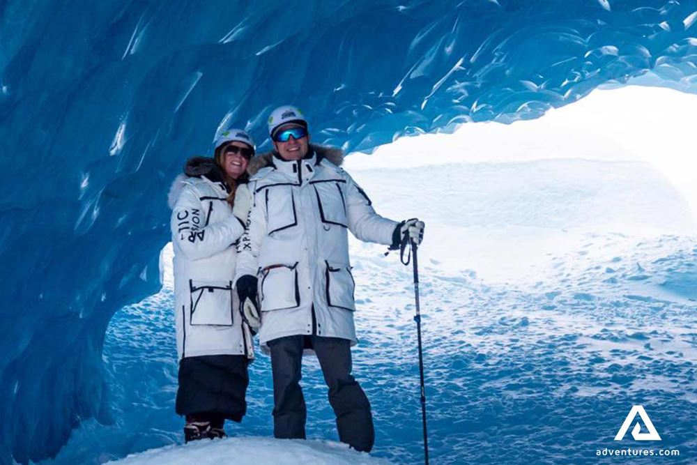 couple in an ice cave in whistler