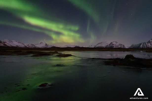 northern lights at night sky in lofoten norway