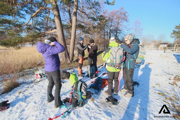people preparing for ice skating in Stockholm