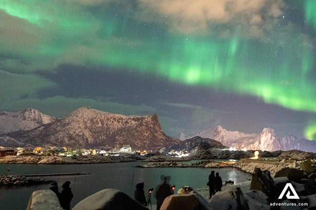 people watching northern light in Norway
