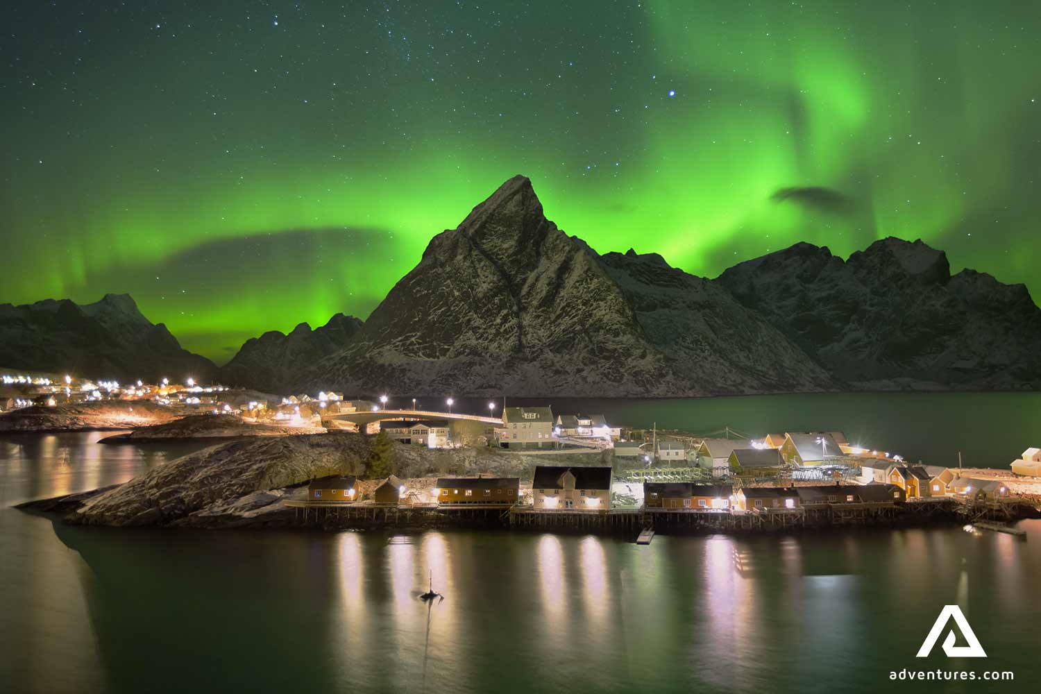 town scenery by the sea shore in lofoten norway