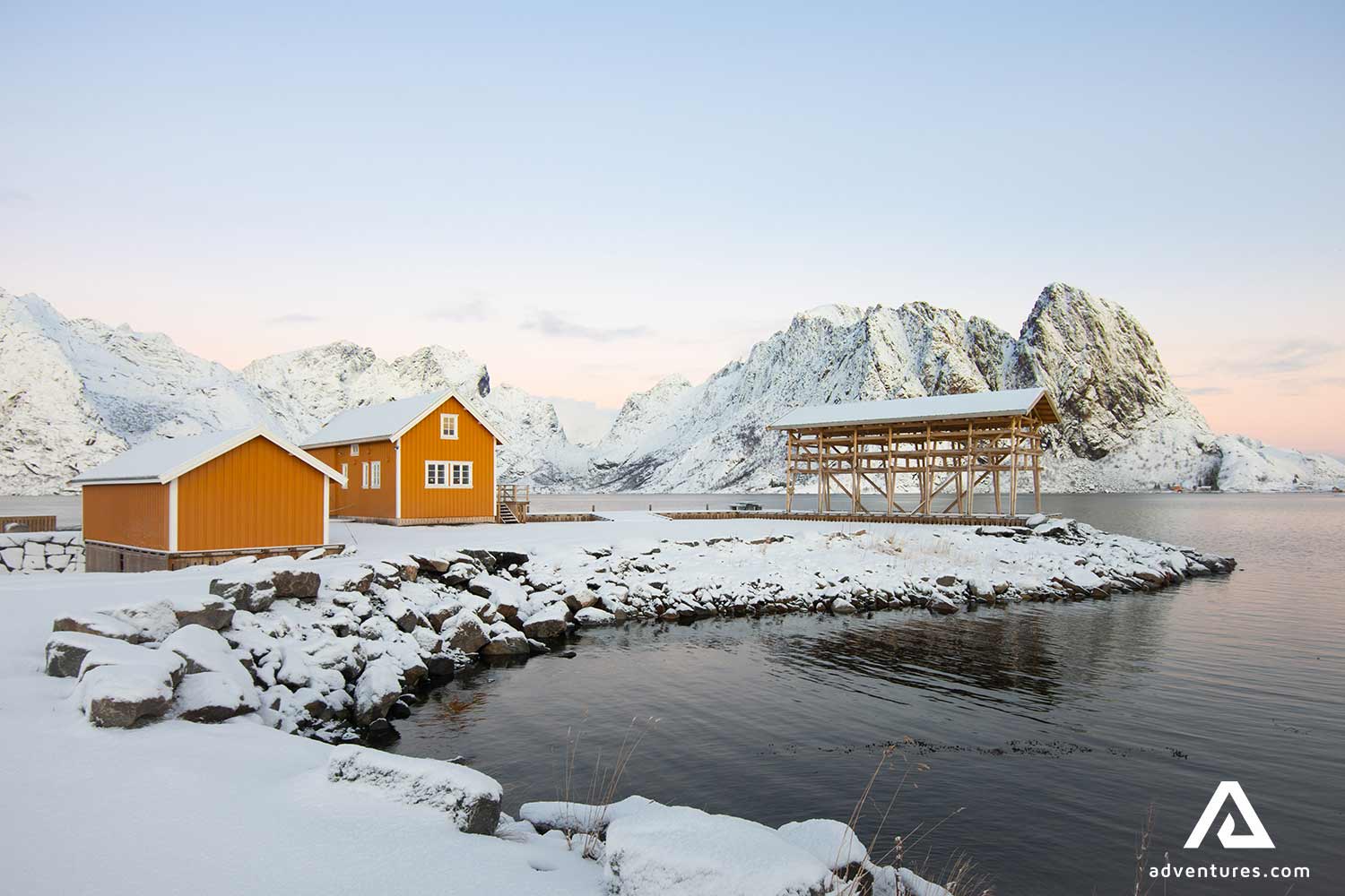 small colorful houses in lofoten islands